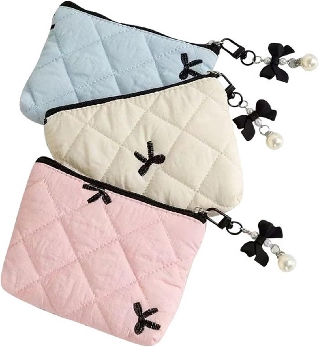 Set van 3 Kleine Make-uptasjes voor Handtas en Reizen - Multifunctioneel Toilettasje