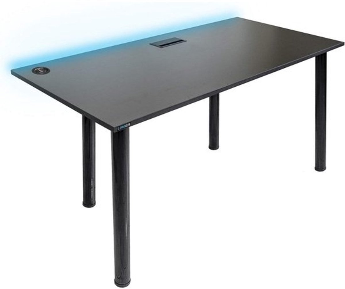 Gaming Bureau met LED Verlichting en USB Poorten - Zwart