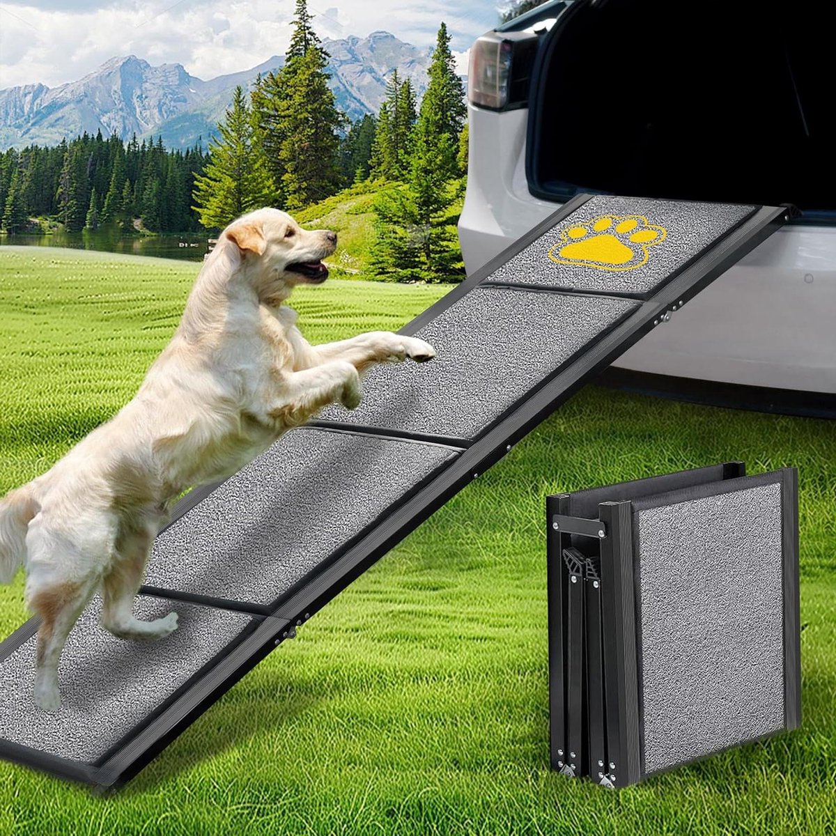 Hondenhelling - Hondentrap auto - Veilig instappen - Inklapbaar en lichtgewicht - 180 cm lang - Zwart