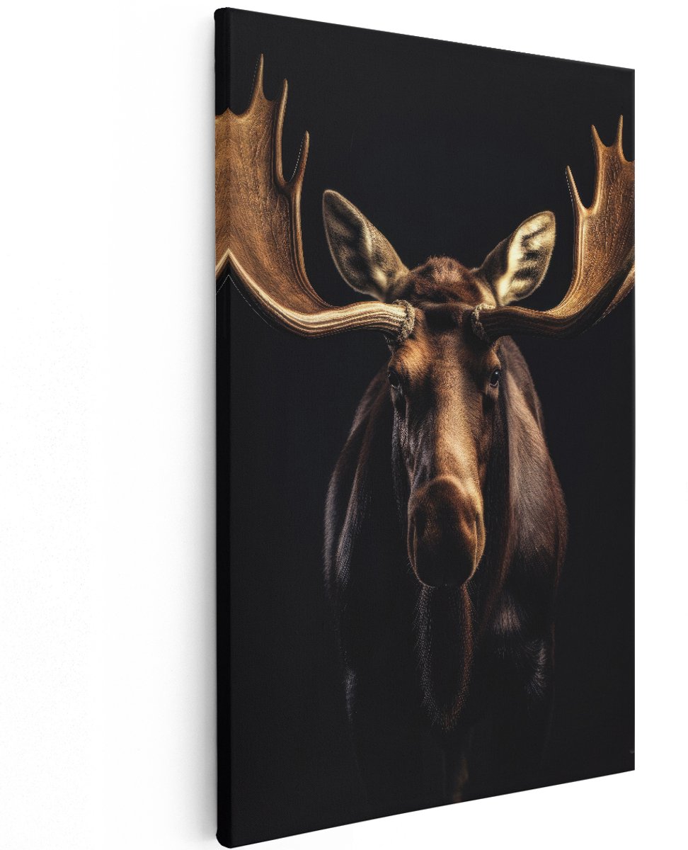 Artaza Canvas Schilderij Eland - 120x180 cm - Groot - Wanddecoratie Dieren - Muurdecoratie Gewei - Decoratie Portret Natuur - Schilderijen Op Canvas