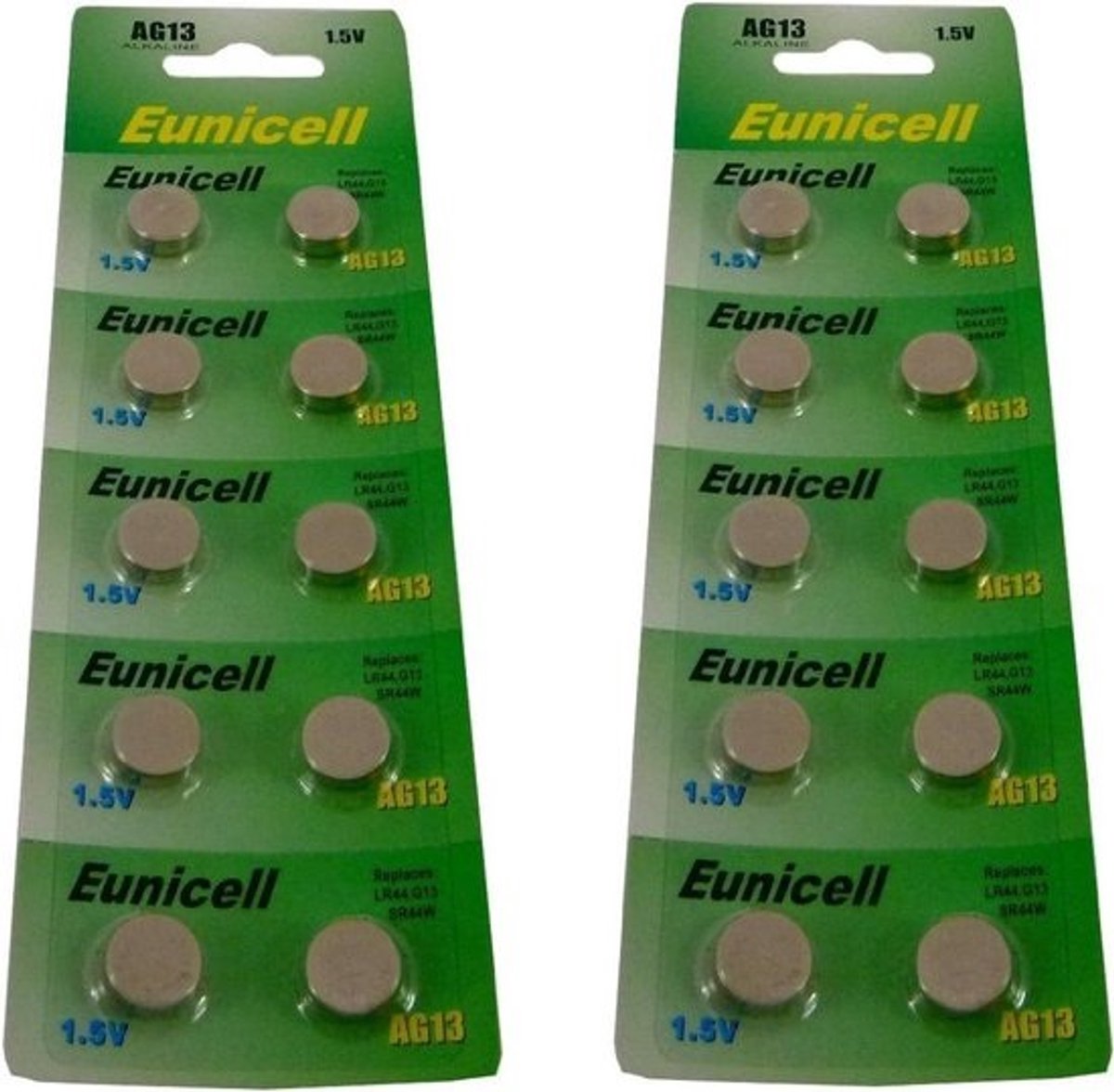Eunicell AG13 Knoopcel Batterijen 1,5V - 40 Stuks - Vervanging voor G13 SR44 LR44 A76 V13GA PX76A 357