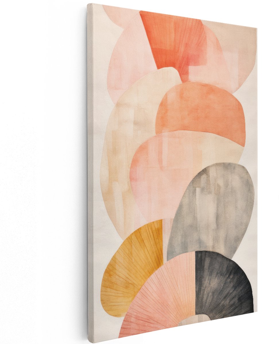 Artaza Canvas Schilderij Abstract - 120x180 cm - Groot - Wanddecoratie Boho - Muurdecoratie Japandi Woonkamer - Decoratie Modern Pastel