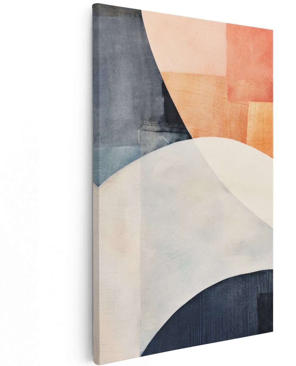 Artaza Canvas Schilderij Abstract - 120x180 cm - Groot - Wanddecoratie Modern - Muurdecoratie Geometrisch - Decoratie Woonkamer - Terracotta