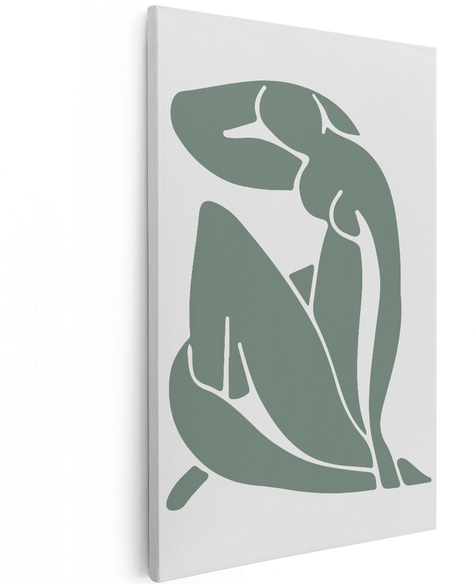 Artaza Canvas Schilderij Abstracte Vrouw - 120x180 cm - Groot - Wanddecoratie Groen - Muurdecoratie Organisch - Decoratie Minimalistisch - Schilderijen Op Canvas
