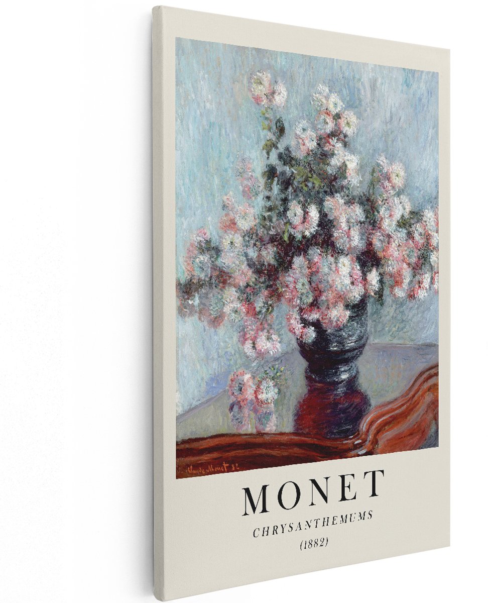Artaza Canvas Schilderij Bloemen Monet - 120x180 cm - Groot - Wanddecoratie Stilleven - Muurdecoratie Chrysanten - Decoratie Woonkamer
