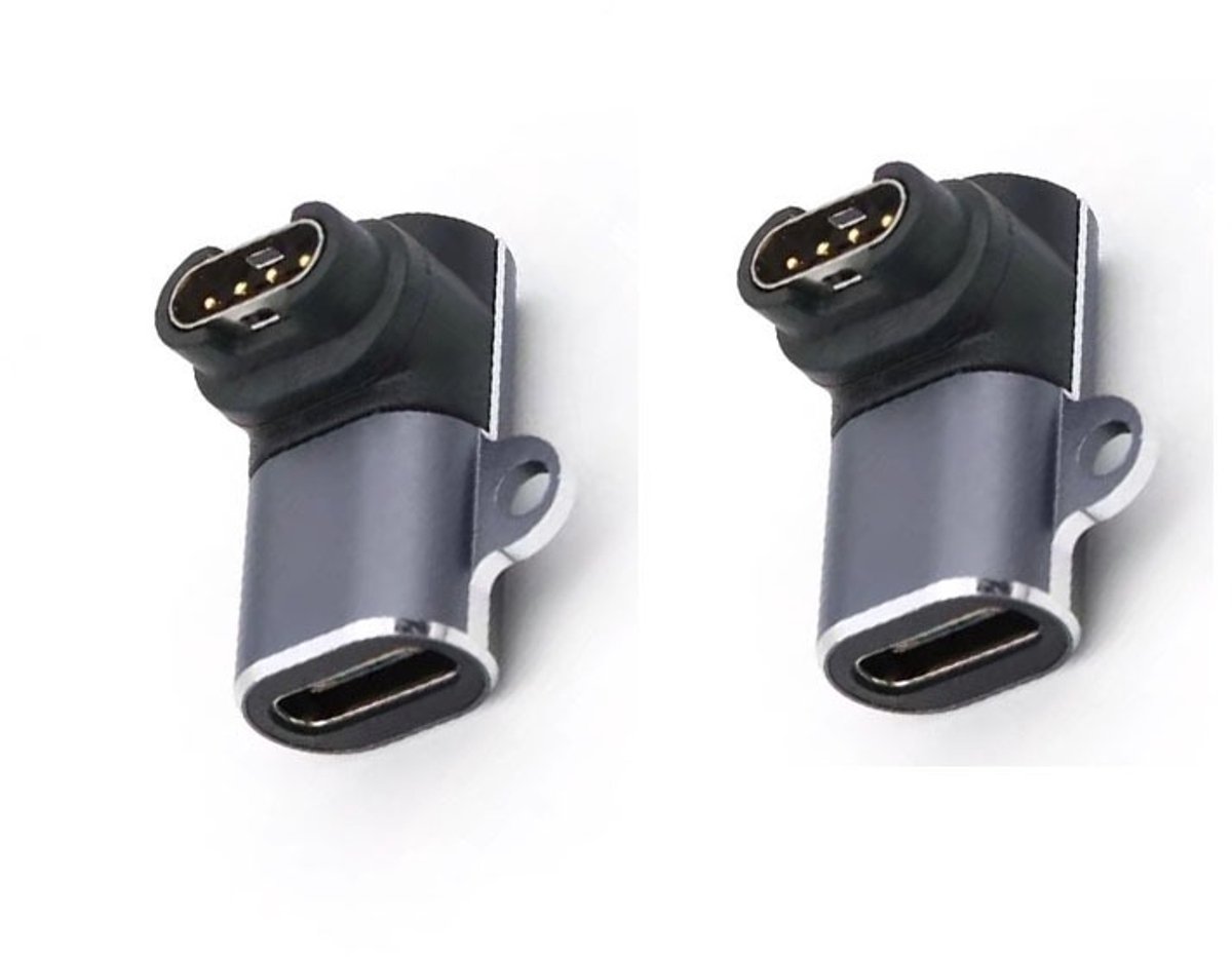 TYPE-C naar Garmin Horloge Adapter - Verticale Hoek - 2 Stuks - Donkergrijs