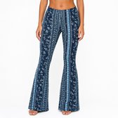 Bohemian Flared Legging - Dames Fashion - Broek - Zomer - Mode - Blauw
