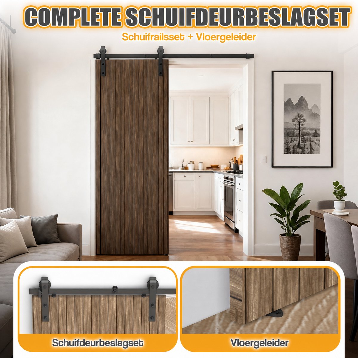Arvioo - Schuifdeur beslag 6.6FT - Staal - Stille kogellagers - Complete montageset