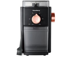 Klausberg - Koffiemolen - Elektrische Koffiemolen - Maalgraad Instelbaar - 250 g Bonenreservoir - Tot 12 Kopjes - Flat Burr Maalwerk - 150W - Zwart/Rose Gold