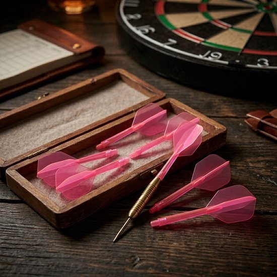 Roze transparant dart flights k flex flights set unisex 6 stuks geïntegreerde shaft flight wings 2BA standaard vorm kunststof van NUVEX — afbeelding 5