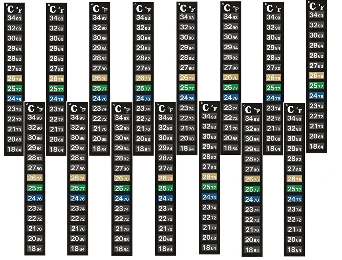 Set van 15 Digitale Thermometers voor Aquariums - Zelfklevende Temperatuurmeters voor Binnengebruik met LCD Scherm - Geschikt voor Zoet- en Zoutwater 18-34 °C