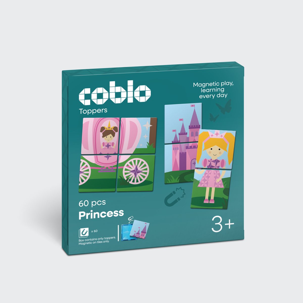 Coblo – Magnetic Tiles Toppers – Prinsessen 60 stuks - Uitbreiding voor Magnetische tegels – Magnetisch speelgoed - Vanaf 3 jaar