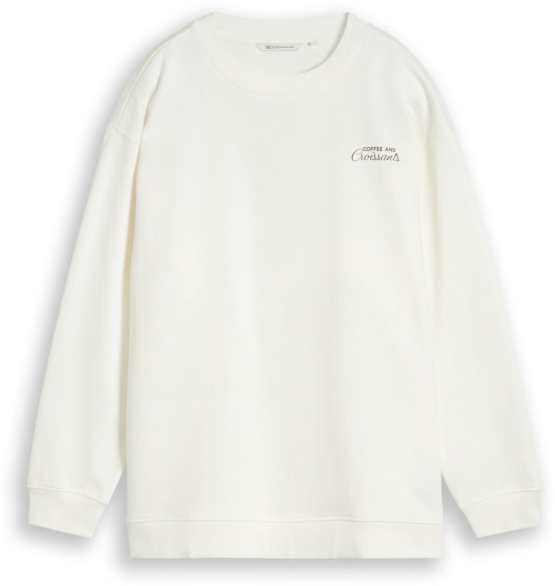 Tom Tailor Denim - Oversized sweatshirt met print - Maat XS - off white