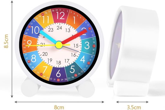 Analoge wekker voor kinderen zonder tikken, kinderwekker voor schoolbeginners, stille leerwekker, analoge wekker voor jongens en meisjes, kinderdagcadeau, batterij-aangedreven wekker (batterijen — afbeelding 2