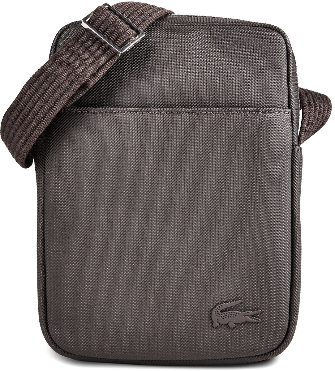 LACOSTE schoudertas Men's Classic Vertical Camera Bag Dark Brown donkerbruin