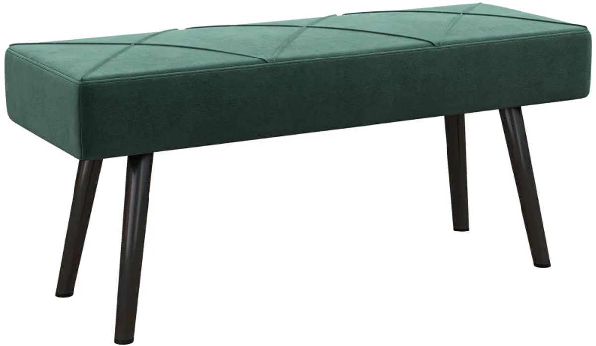 Bankje - Gestoffeerde Bedbank - Fluwelen Look - 100 x 36 x 45 cm - Groen