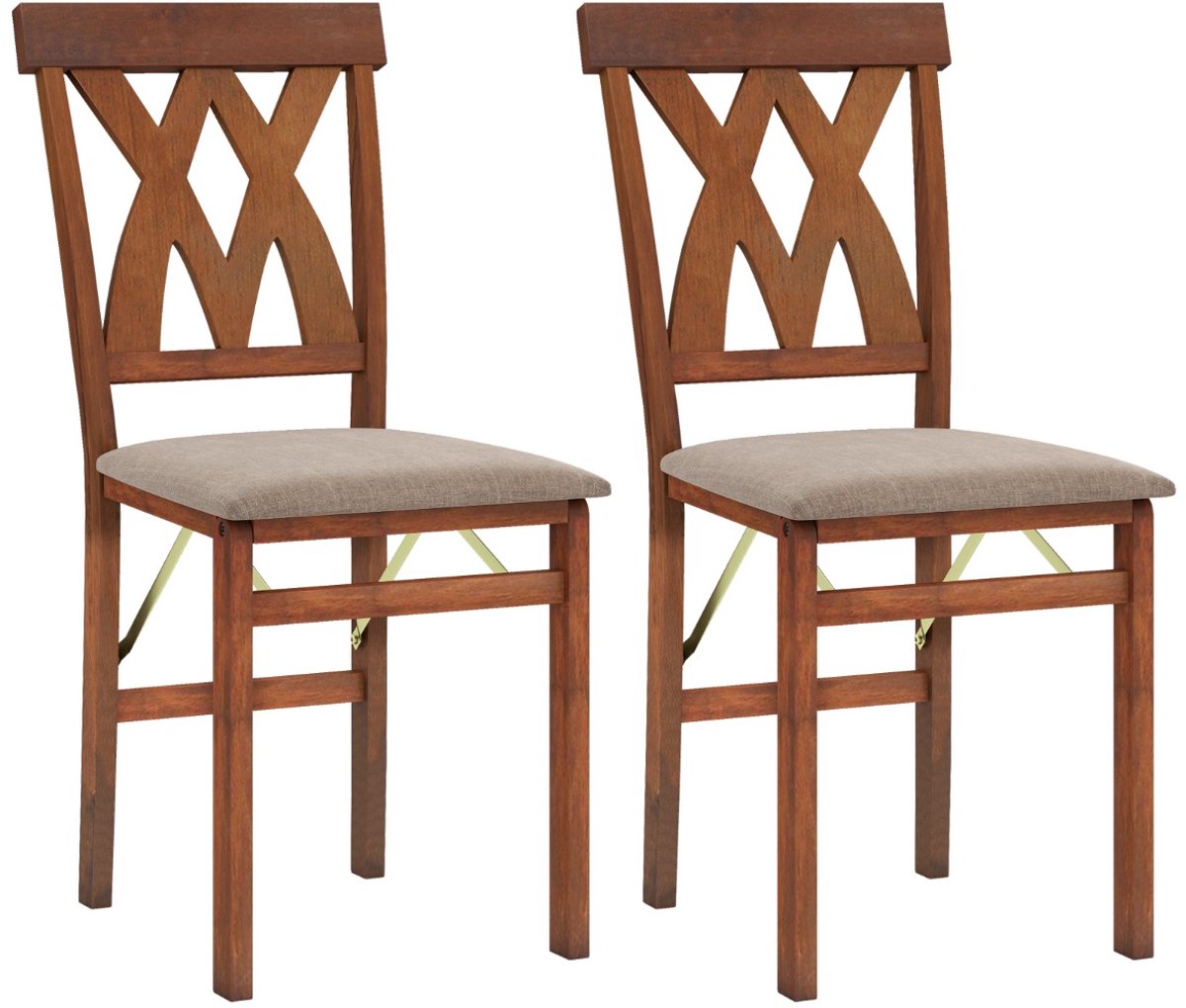 SureDeal® - Eettafel - Inklapbare Eetkamerstoelen Armloze - Lattenrugleuning - Gestoffeerde Kussens Stevig - 41x53x91 cm - Koffiebruin