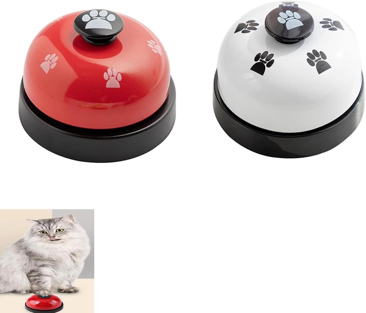 Set van 2 Hondenbelletjes voor Training met Pootafdrukken - Ideaal voor Toilet- en Wandeltraining van Puppy en Kat, Communicatieapparaat voor Thuis en Buitengebruik