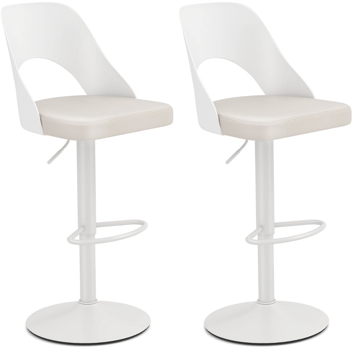 SureDeal® - Barkruk - Barhocker Barkrukken Draaibaar - Kunstlederen Zitting - Rugleuning Wit - 44x50x91 cm - Wit
