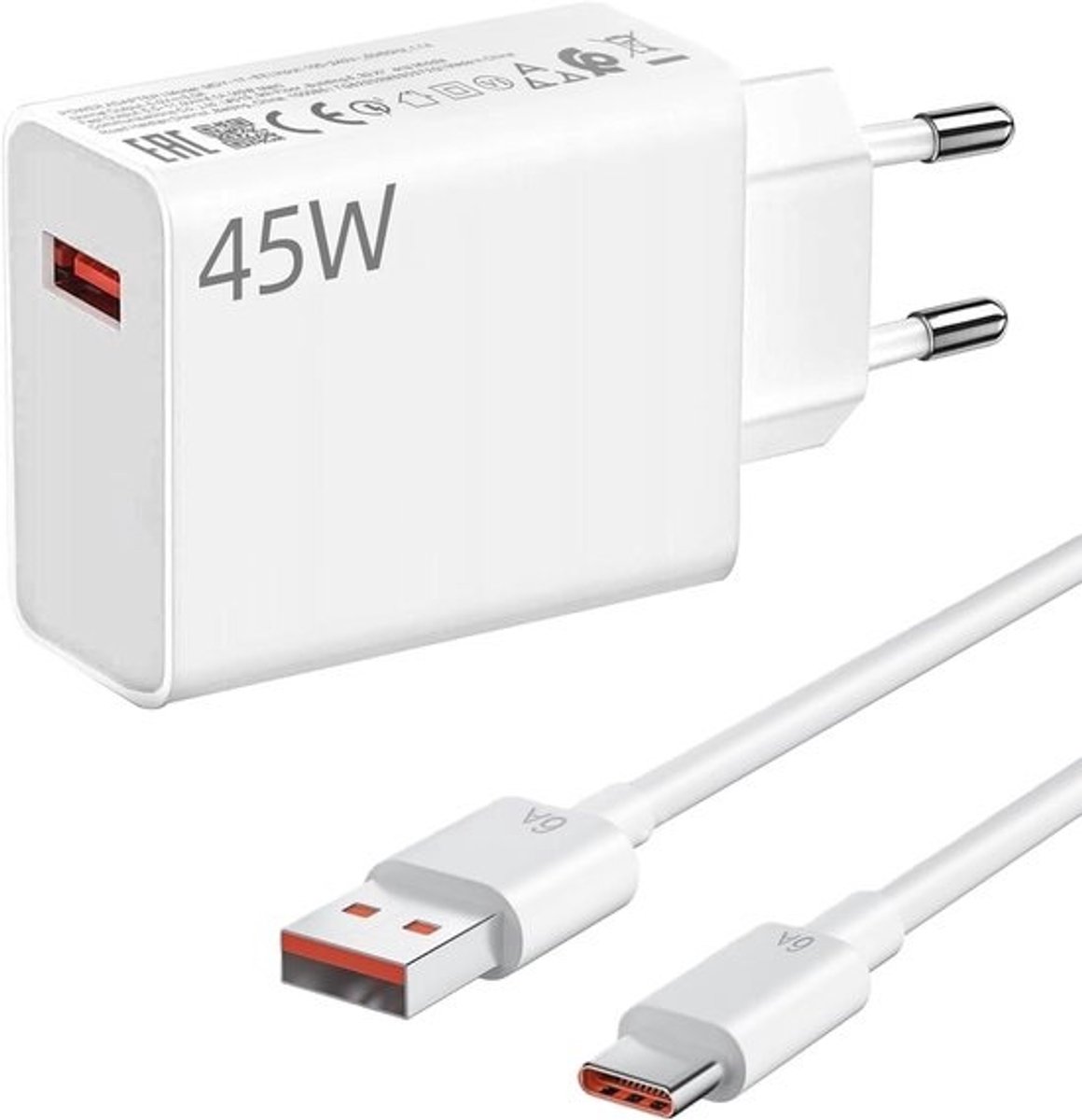 Snellader - Voeding Adapter - Snel Apparaten Laden - 45 Watt Vermogen - 1.5 Meter Kabel