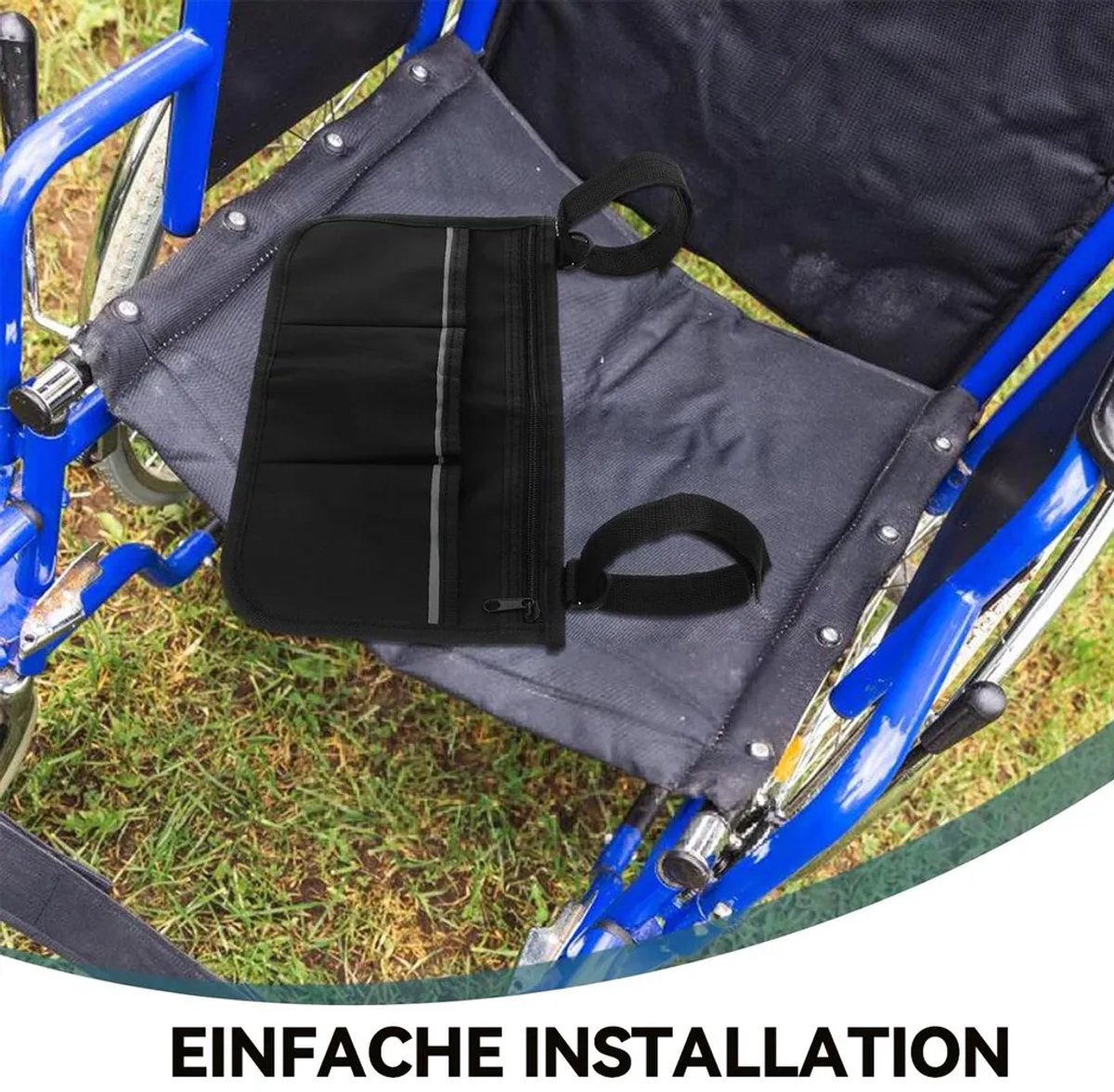 Rolstoeltas, armleuningtas, accessoires, 3 compartimenten, universele armleuningtas en rollatortas, zwart