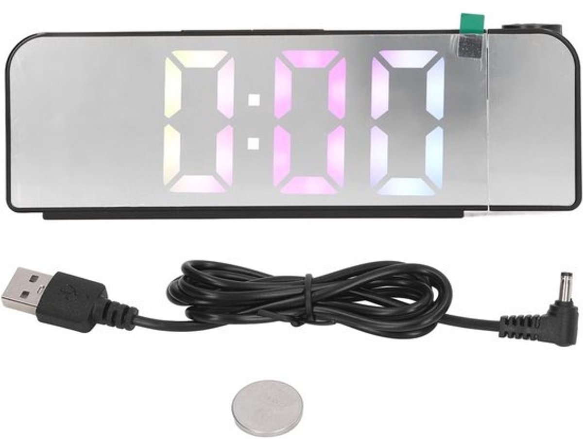 Digitale Klok - Wekker Projectie - Tijd Weergeven - Verstelbare Helderheid - 19.3 cm - Zwart