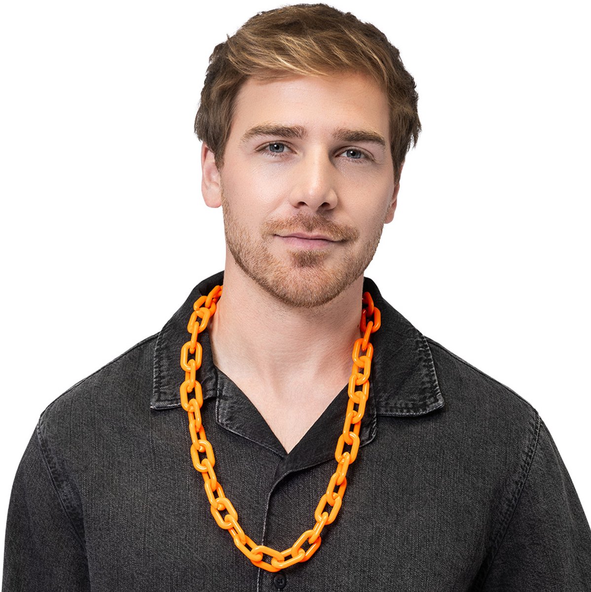 Boland - Ketting Vibe neonoranje Neon,Oranje - Volwassenen - Unisex - Danser/danseres - 80's & 90's - Disco - Neon - Schakelketting - Koningsdag