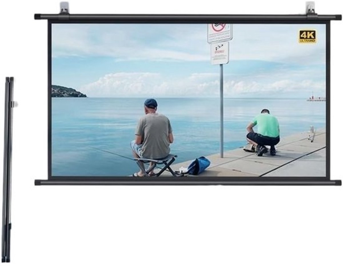 Projectiescherm - Beamer scherm - Thuisbioscoop - Handmatig oprolbaar - 40 Inch 16:9 - Zwart