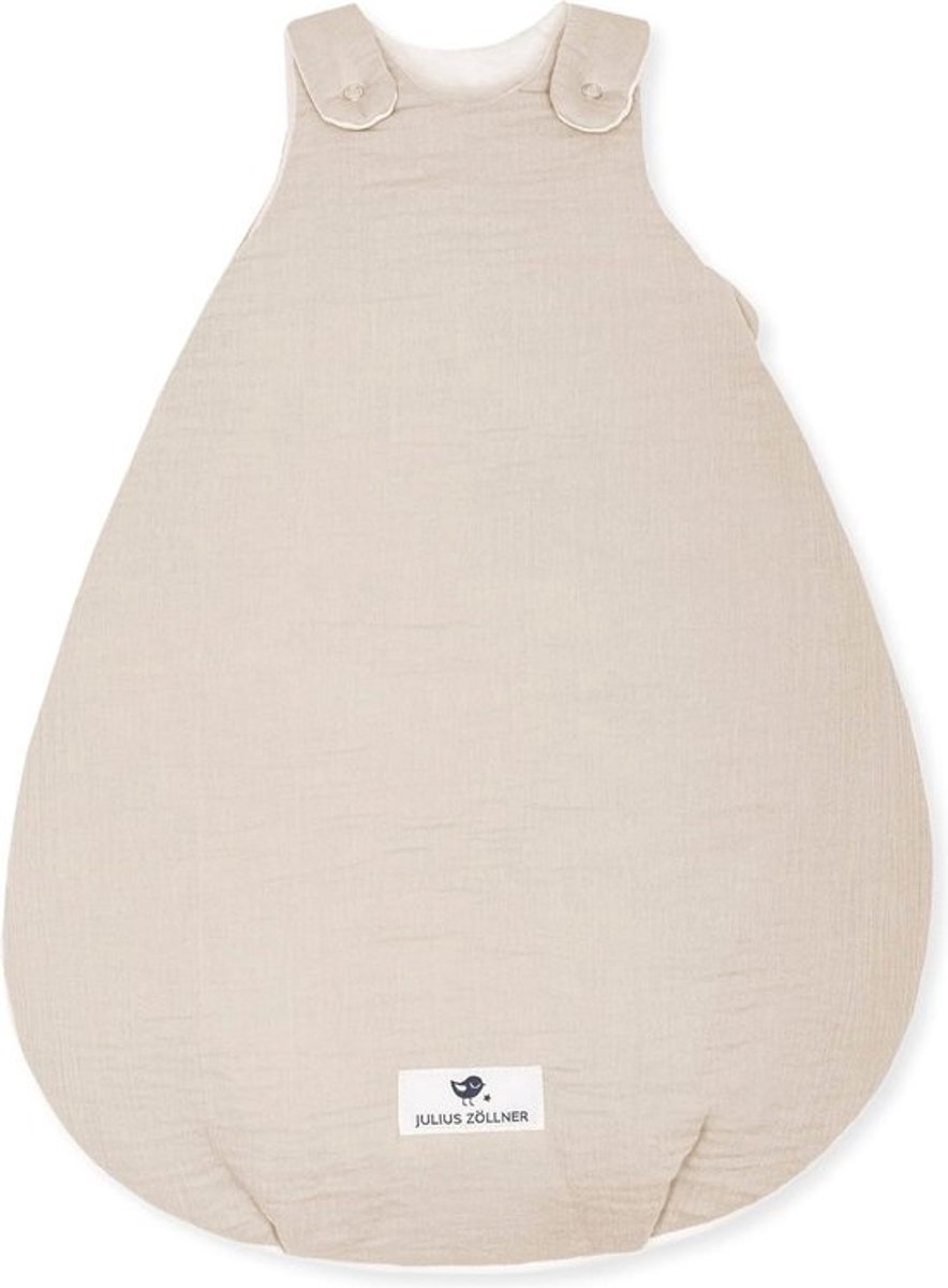 Julius Zöllner Baby sleeping bag muslin, warm filling 2.5 tog, washable at 40 °C, made in Germany, Oeko TEX Standard 100, sand, size 68/74