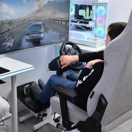 Racestoel Simulator - Comfortabele Zitpositie met Aanpasbare Functies - Wit — afbeelding 2