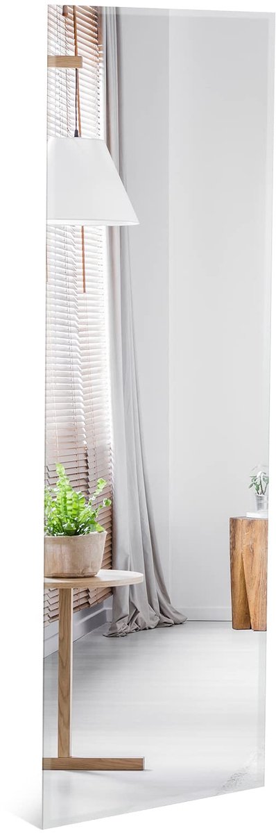 Famanu Full-body spiegel van 110 x 38 cm, wandspiegel en deurspiegel, ideaal voor garderobe, slaapkamer en woonkamer Zwart