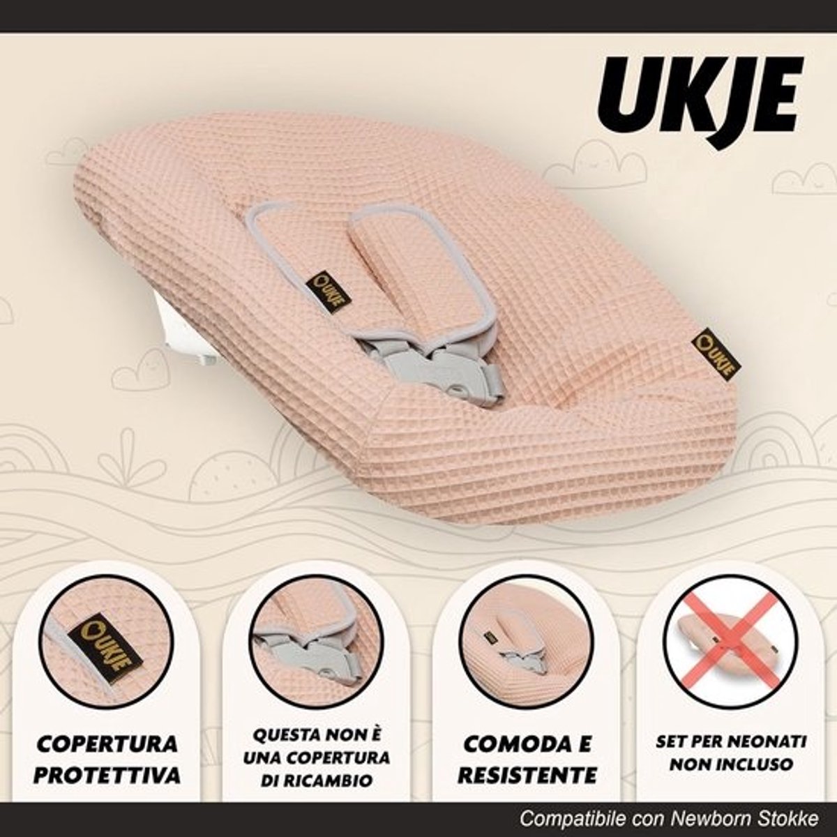 Comfortabele Newborn Set voor Tripp Trapp met Wasbare Hoes in Oud Roze Wafelstof