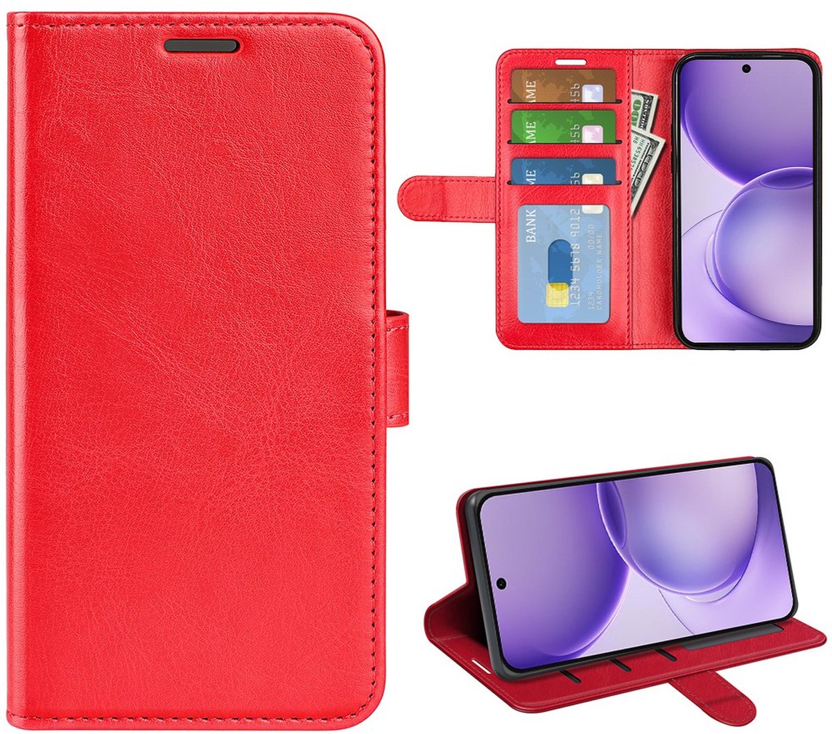 MobyDefend Hoesje - Geschikt voor Oppo Reno16 F/FS - Wallet Book Case (Sluiting Achterkant) - Rood