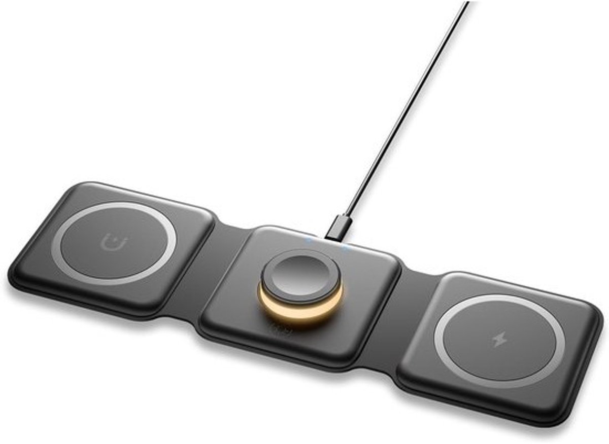 3-in-1 Opvouwbaar Magnetisch Draadloos Oplaadstation voor Telefoon, Horloge en Oordopjes