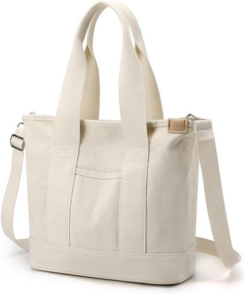 Canvas Crossbody Tas voor Vrouwen - Lichtgewicht Grote Capaciteit Tote Handtas met Meerdere Zakken