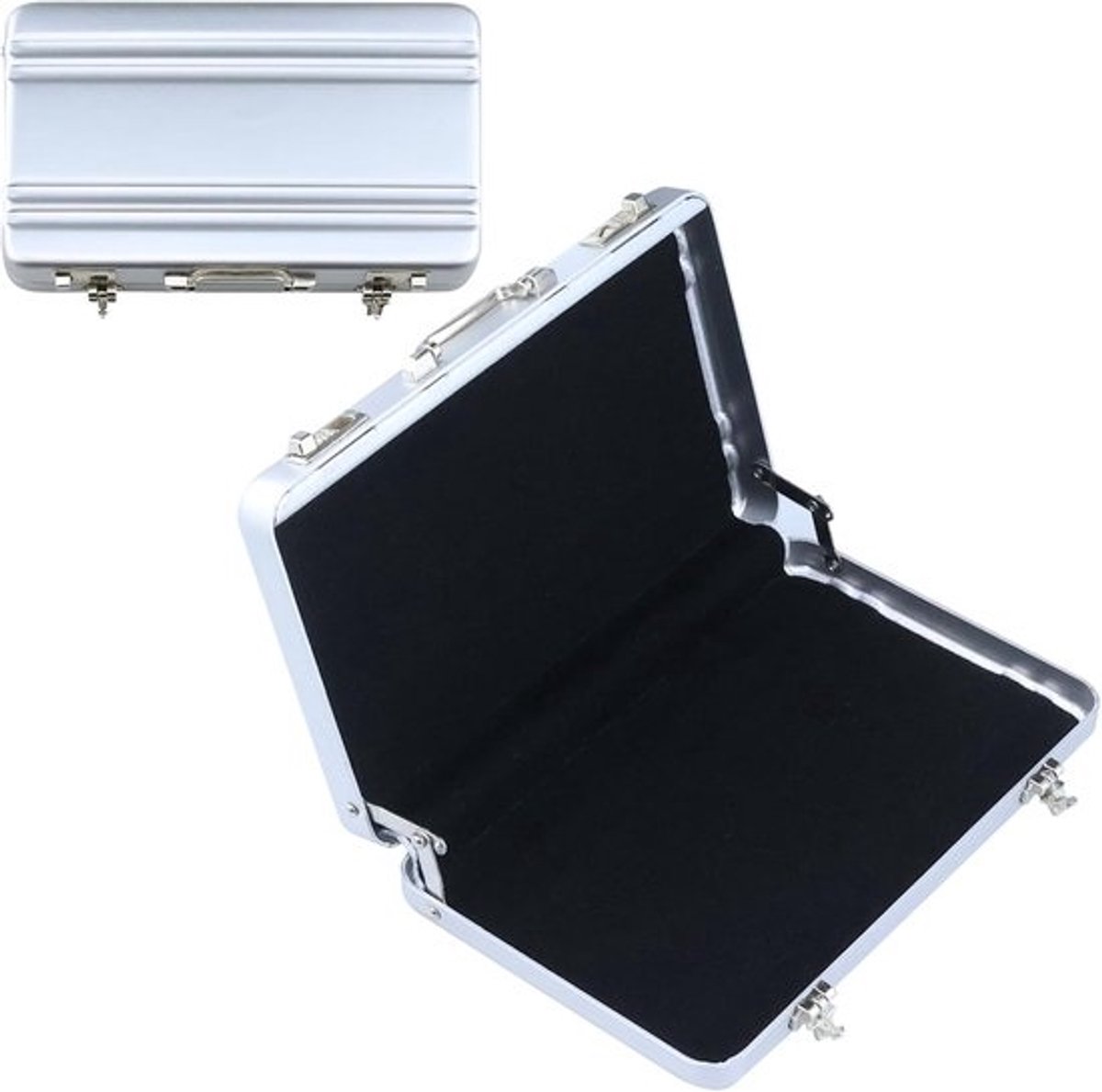 Mini Aluminium Aktetas met Kliksluiting - Zilveren Cadeaubon Verpakking