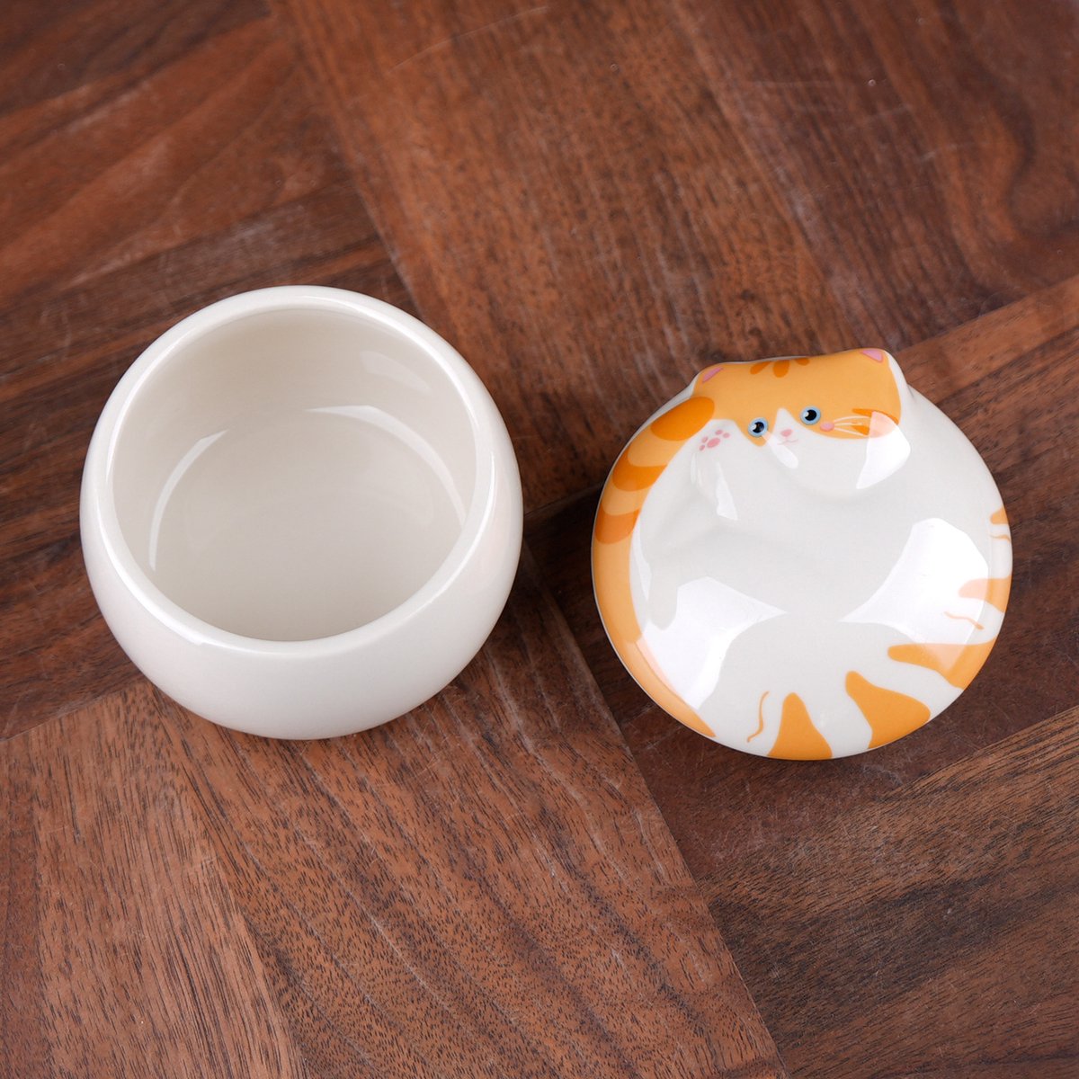 Luxe Urn 150 ML - Crematie Urn - Uniek -Urn - Decoratie Urn - keramische pot - Opslag afdichtende pot - Keramiek - Mini Urn Keramiek -Oranje Kat Blikje