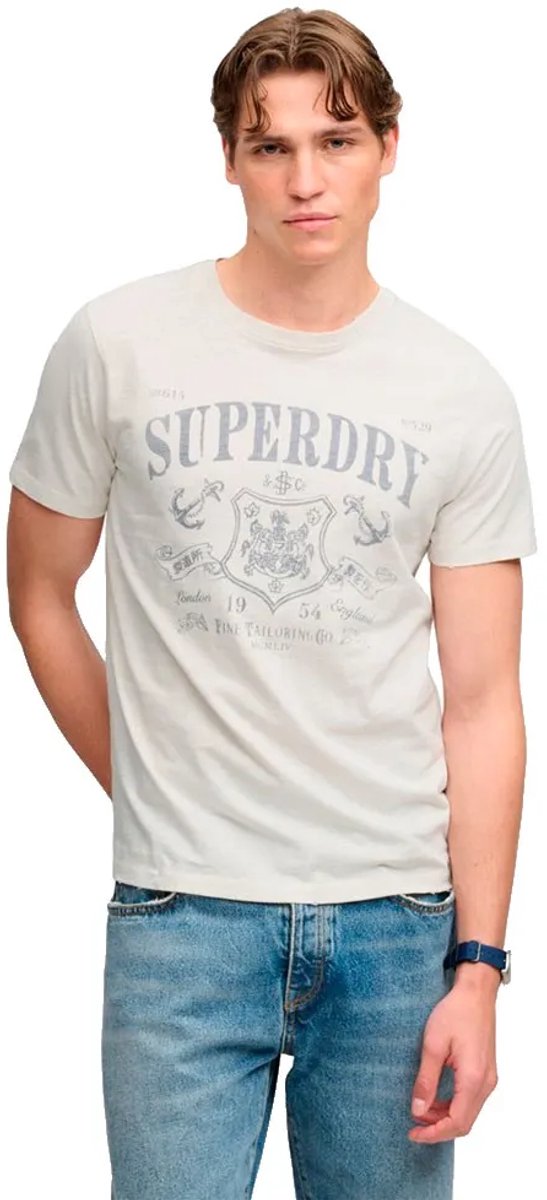 Superdry Mercantile T-shirt Heren T-shirts Ecru Slub