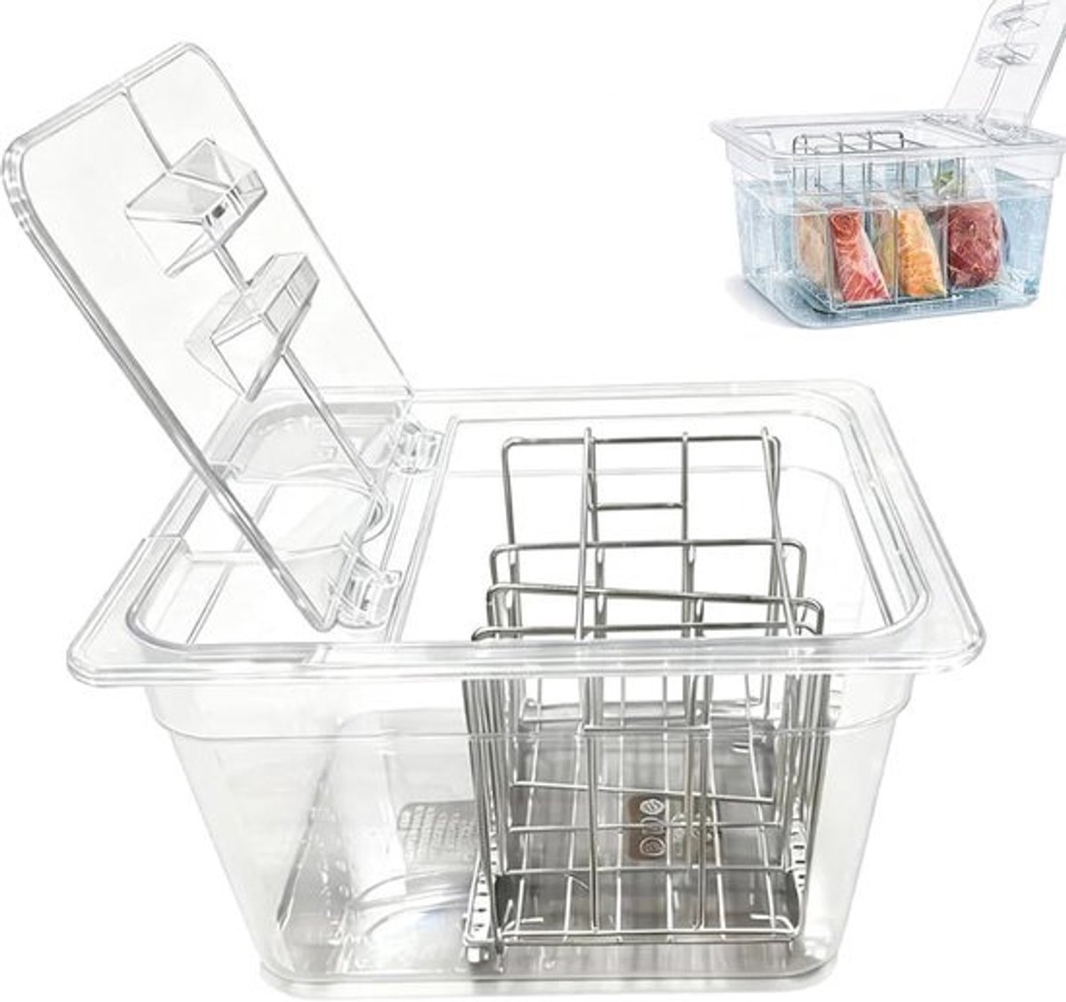 Vacuümkookcontainer - Sous Vide Bak - Precisie Koken - Klapdeksel met scharnier - 11 Liter 325 cm - Transparant