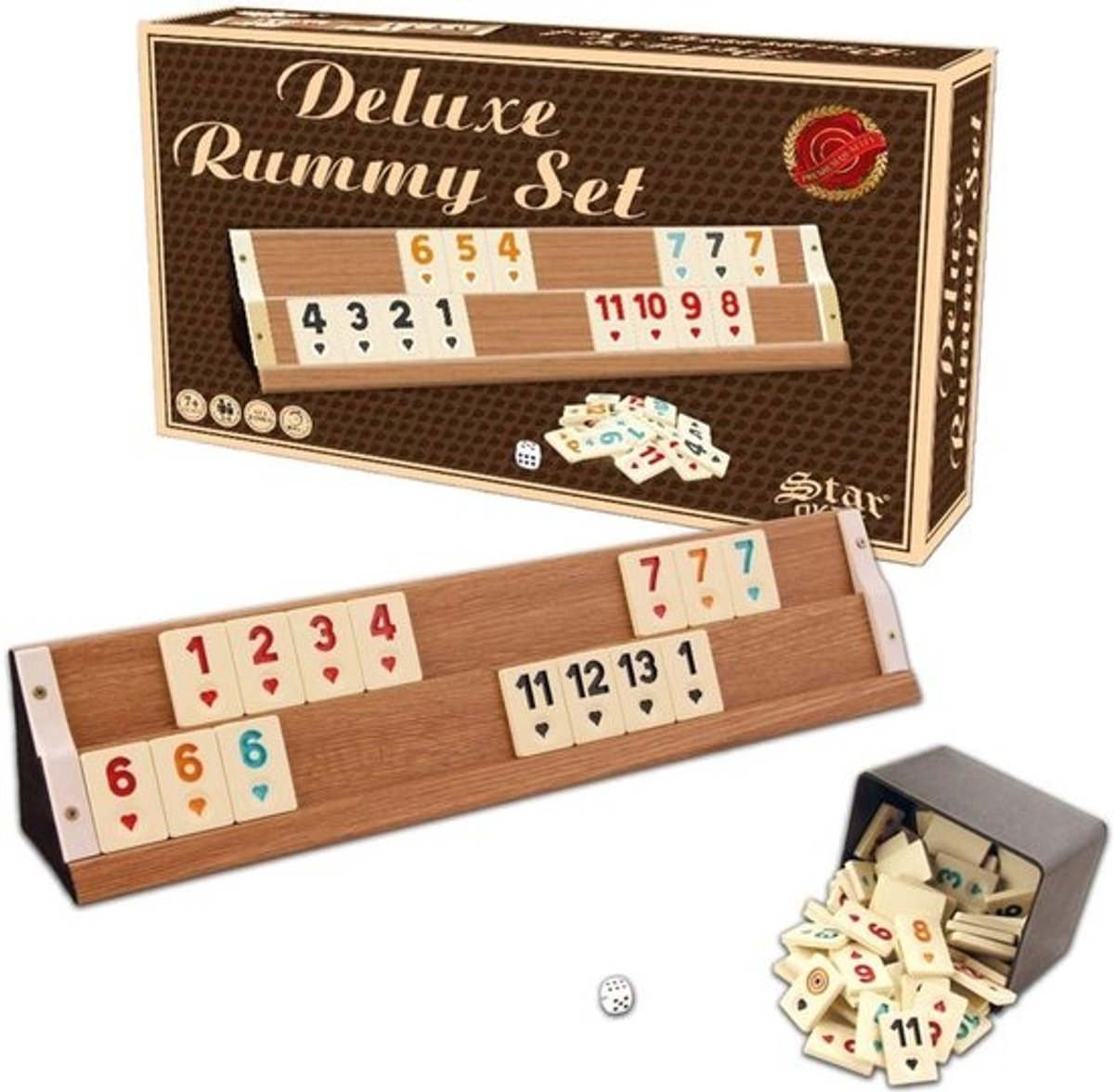 Houten Rummikub Set - Okey Takimi Speel - Gezellig Spelen - Massief Hout Materiaal - 43x9x11 cm - Natuurlijk Hout