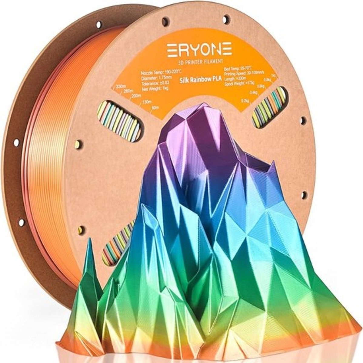 Zijdeachtig PLA-filament 1,75 mm Regenboogkleurige 3D-printer Spoel 1 Kg