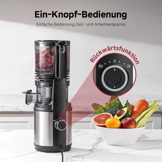 Slowjuicer - Sapcentrifuge - Gezond Sap Maken - Extra Grote Opening - 2 Liter - Zilver — afbeelding 3