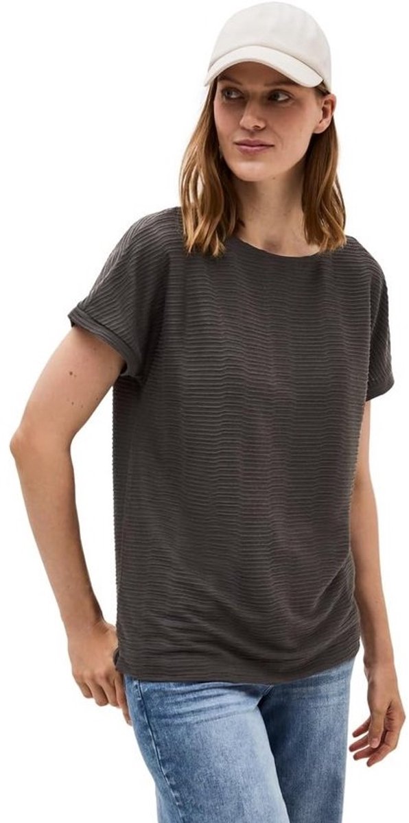 Dames Structuur T-shirt Effen Kleur Boothals L