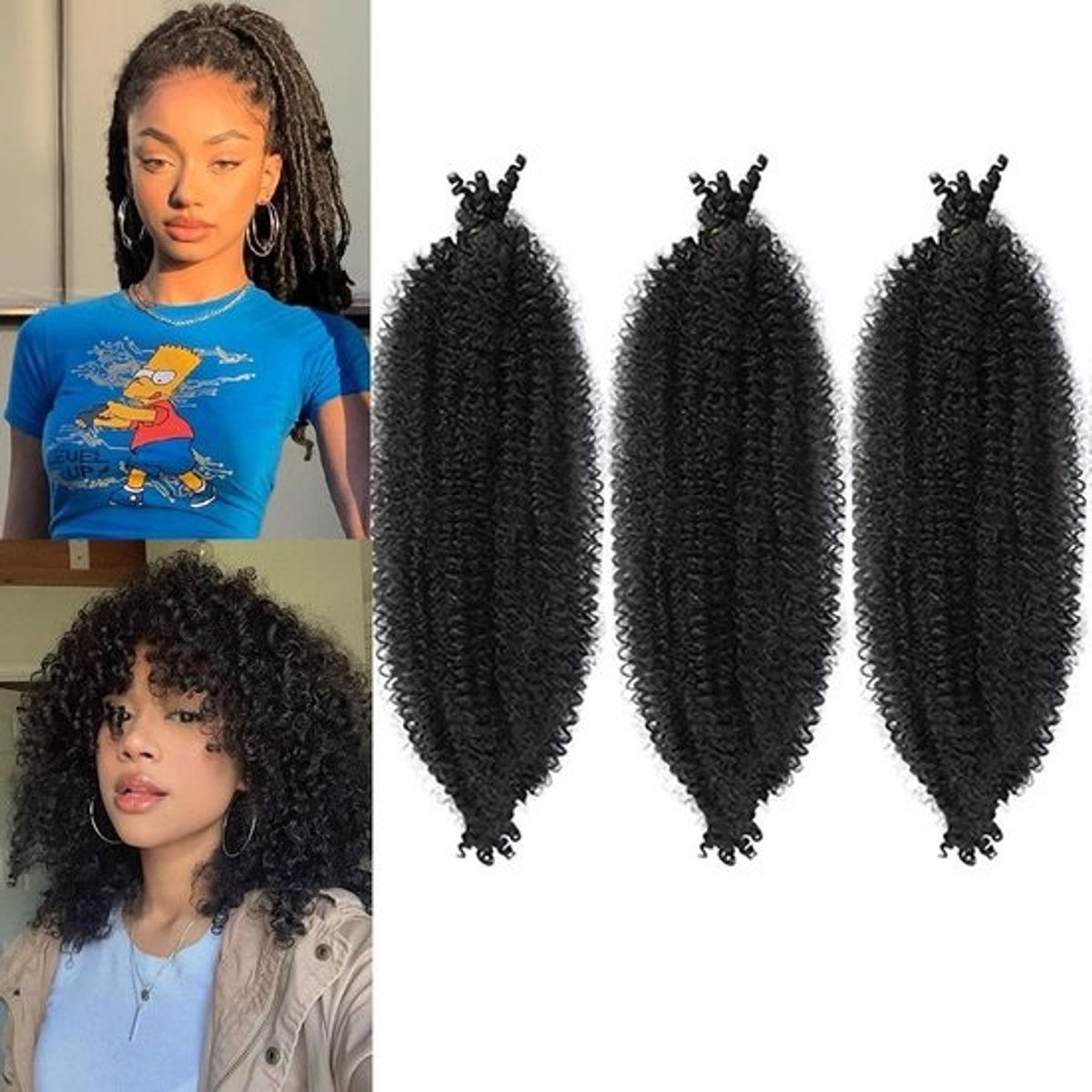 Springy Afro Twist Haar 16 inch - Voorgescheiden Kinky Marley Vlechten voor Soft Butterfly Locs en Beschermende Kapsels