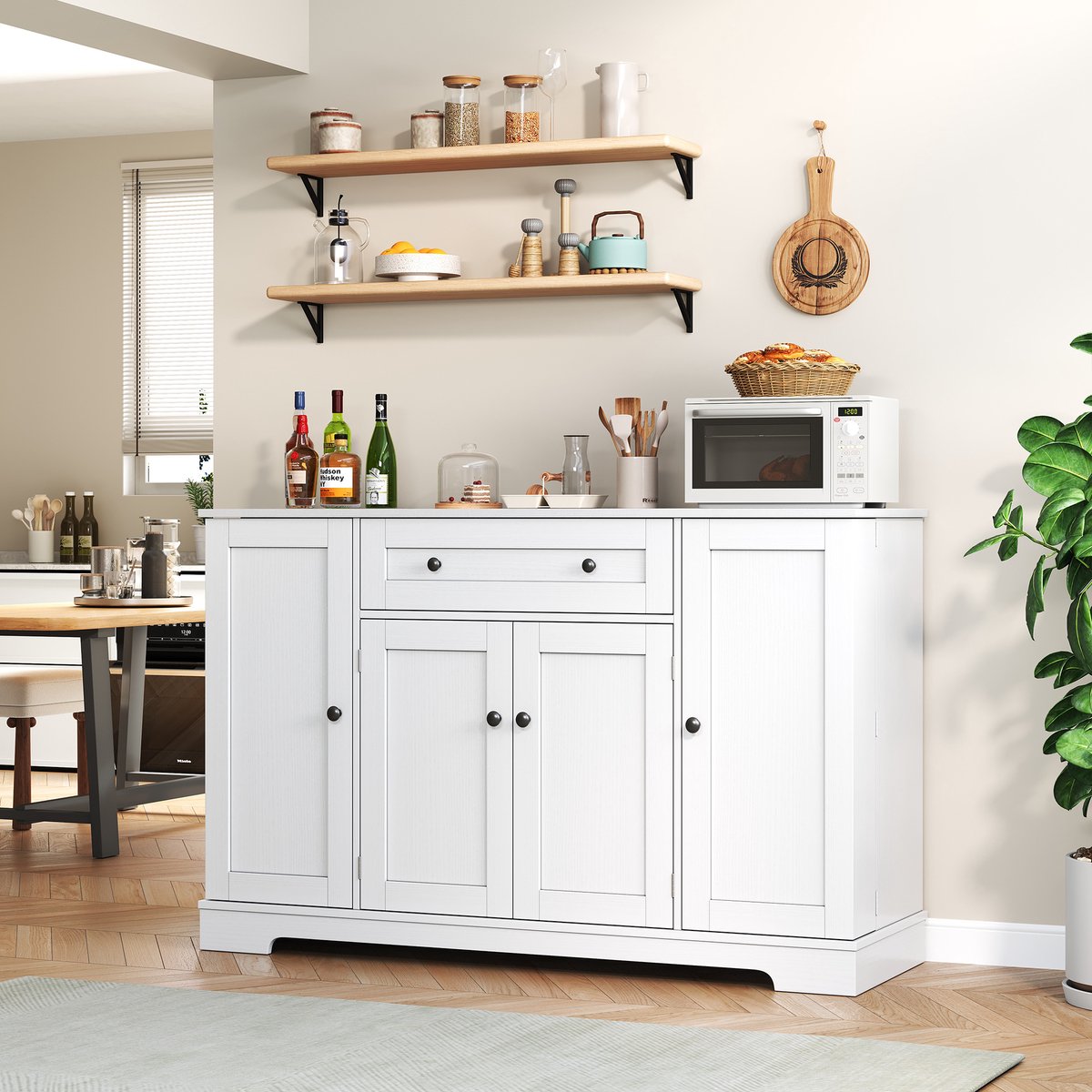 Sweiko Buffetkast - Dressoir - Met lade - Verstelbaar plank - Wit