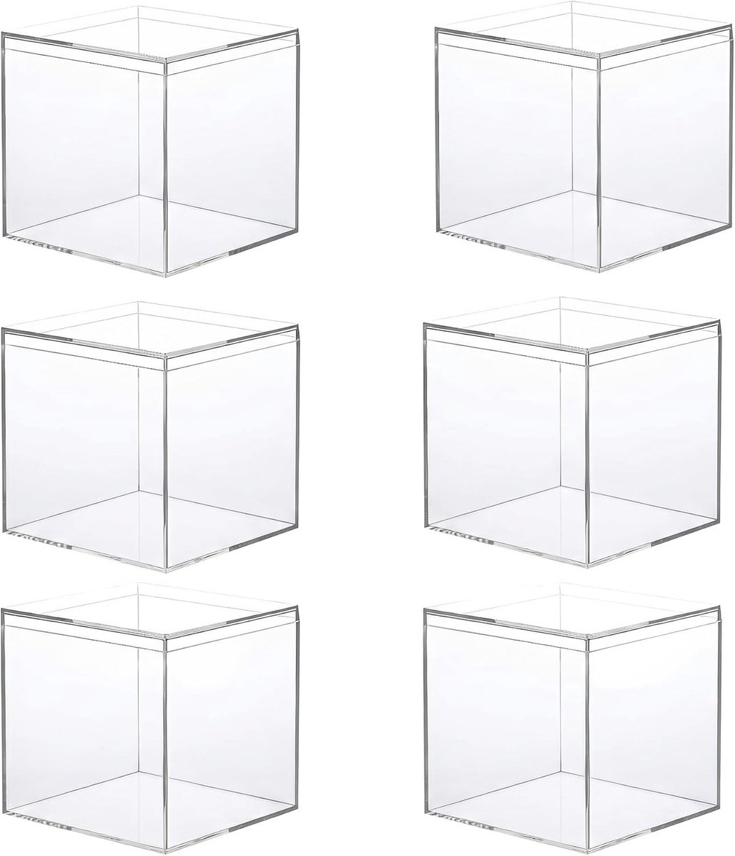 Transparante Acryl Dozen met Deksel - Set van 6 - 10x10x10 cm - Ideaal voor Sieraden, Cadeaus en Opberging van Speelgoed