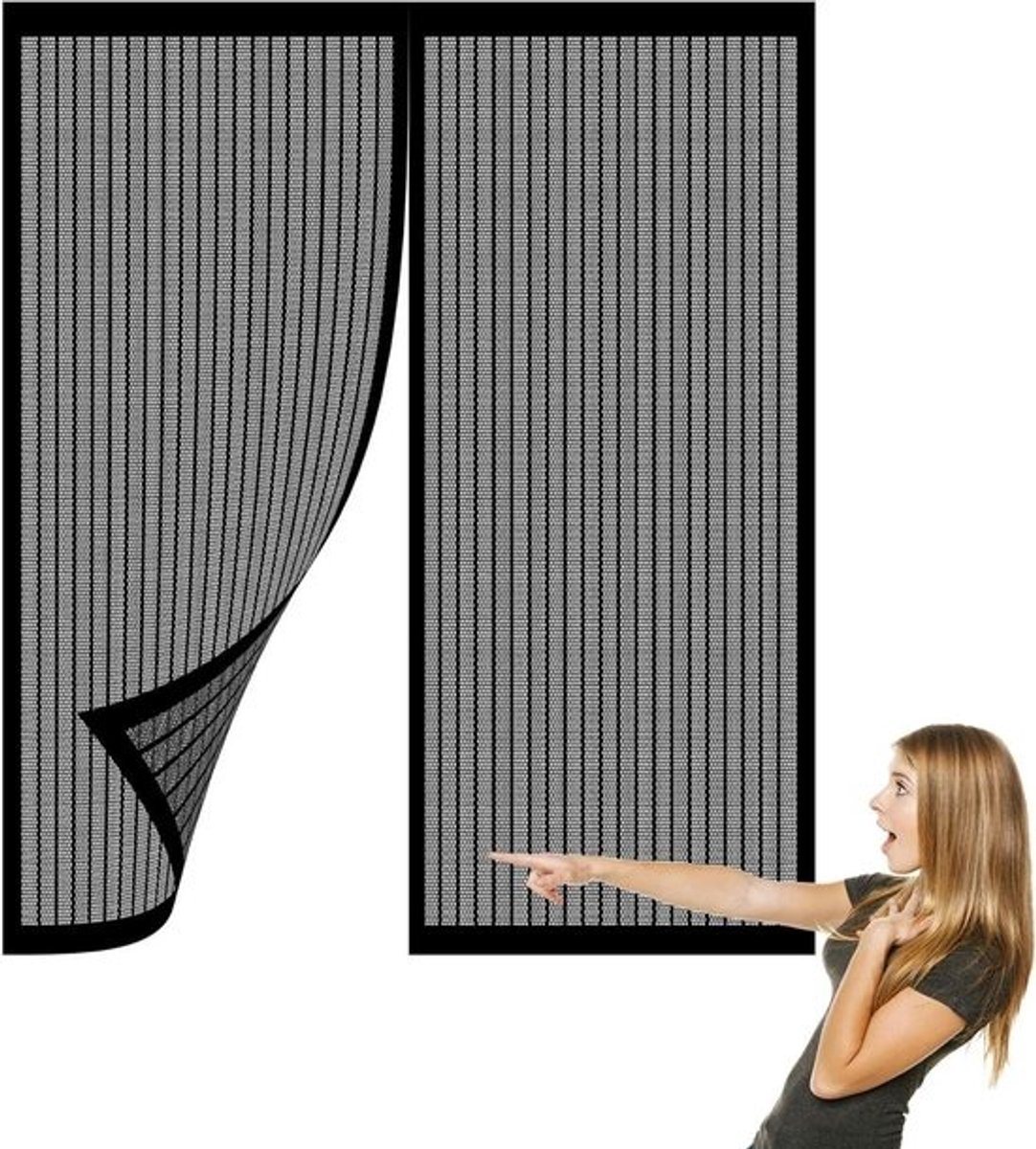 Raamhor met Magneet - Muggenhor Raam - Insecten Buiten Houden - Snelle Magnetische Sluiting - 70 x 150 cm - Zwart