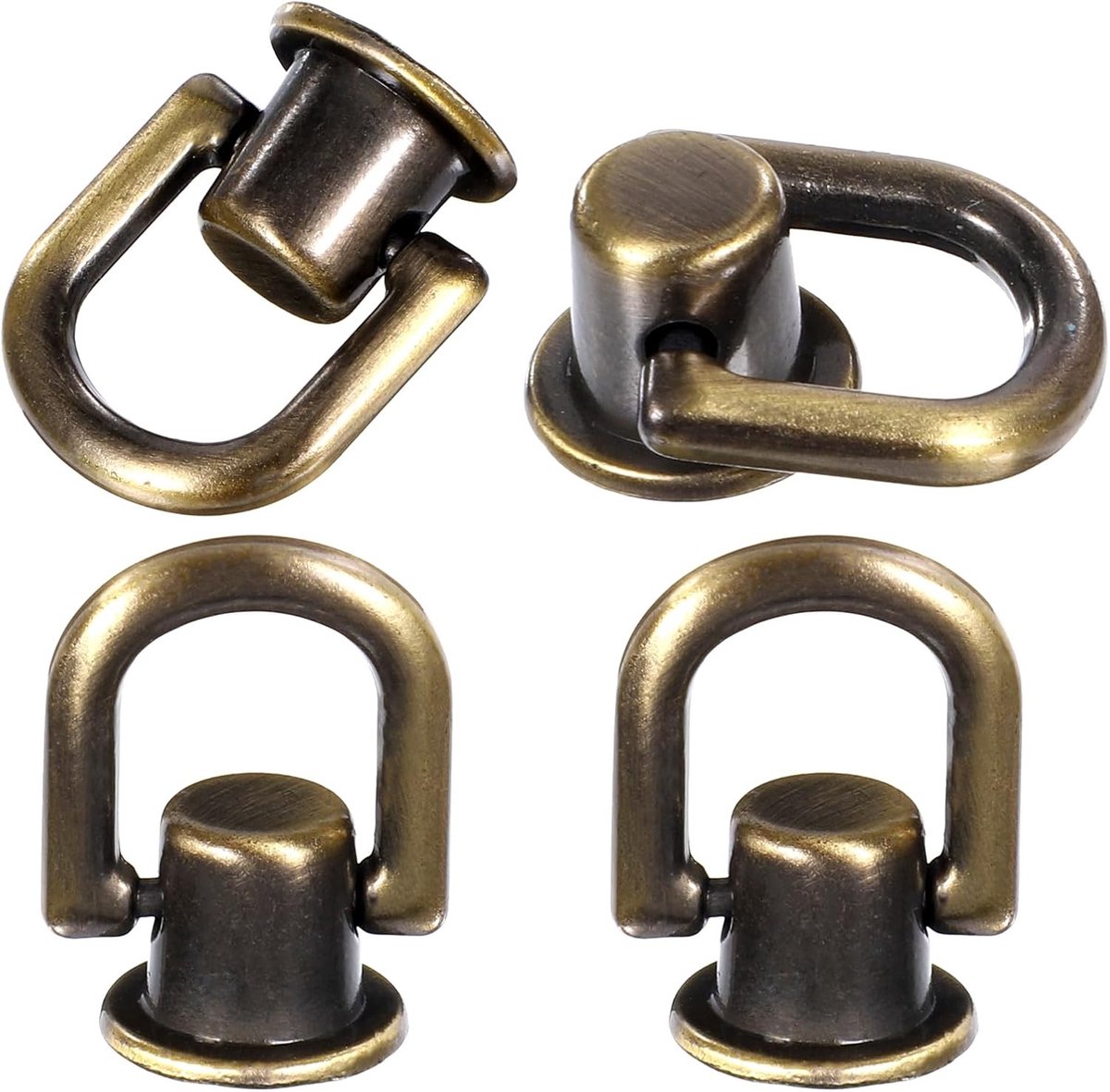4 Stuks Metalen D-Ringen met Draai Mechanisme voor Handgemaakte Tassen, Riemen en Creatieve Projecten