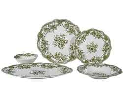 Bricard Fleury - Vintage Serviesset - 25-delig - 6-Persoons - Groen/Wit - Dinner Set - Porselein