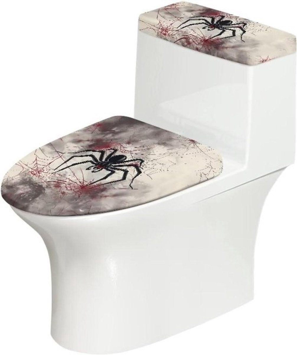 Toiletdeksel Hoezen Set - WC Deksel Beschermer - Badkamer Decoratie - Wasbaar Polyester Materiaal - Universele Maat - Cool Spider